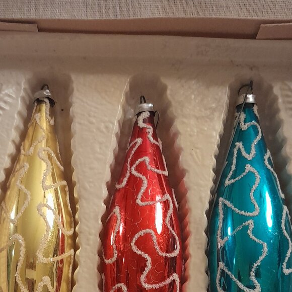 Antique Lanissa  Teardrop Ornaments in Original Box - Picture 4 of 4